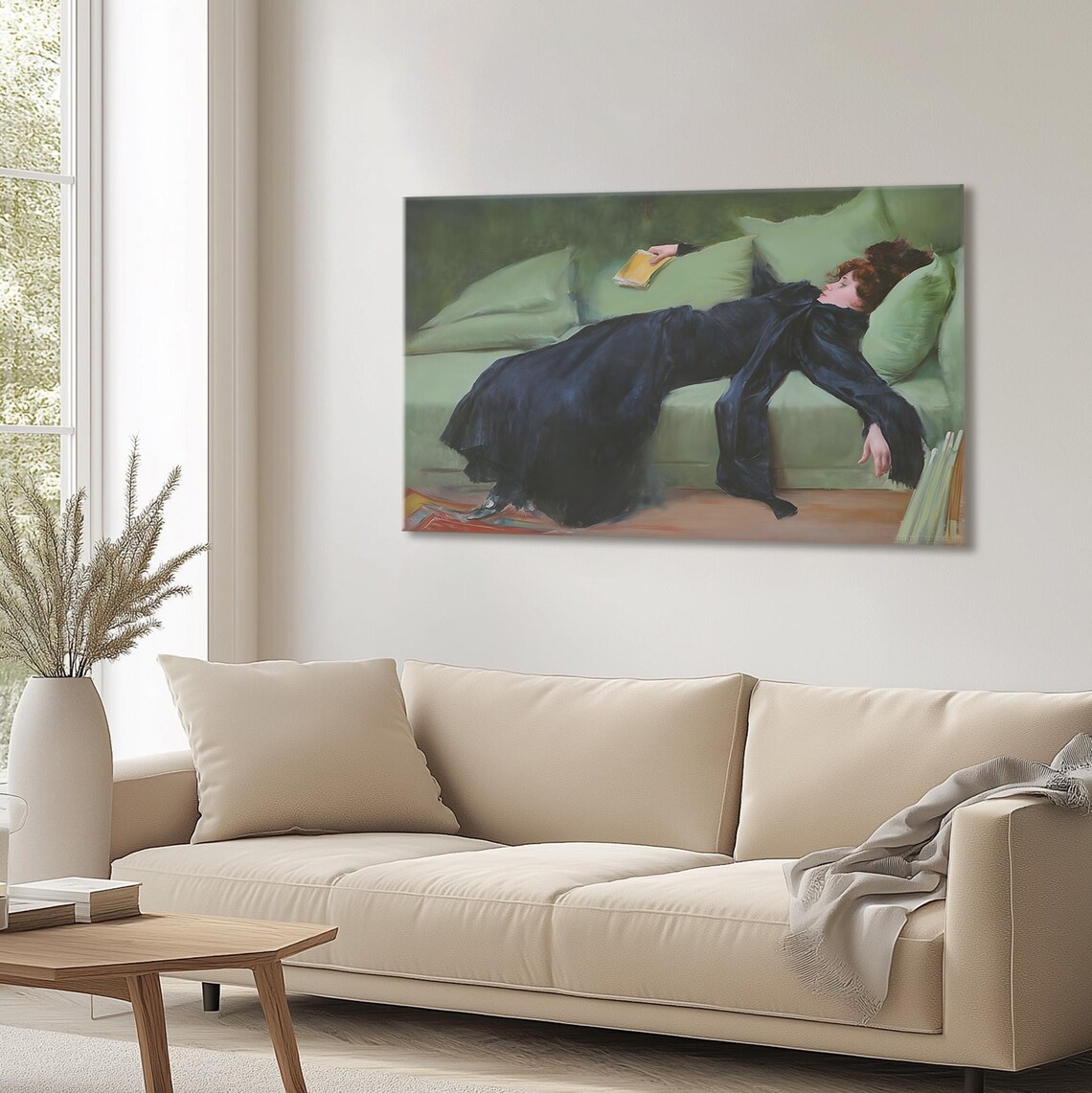Decadent Young Woman After Dance Vintage Green Portrait Wall Art - Image 4