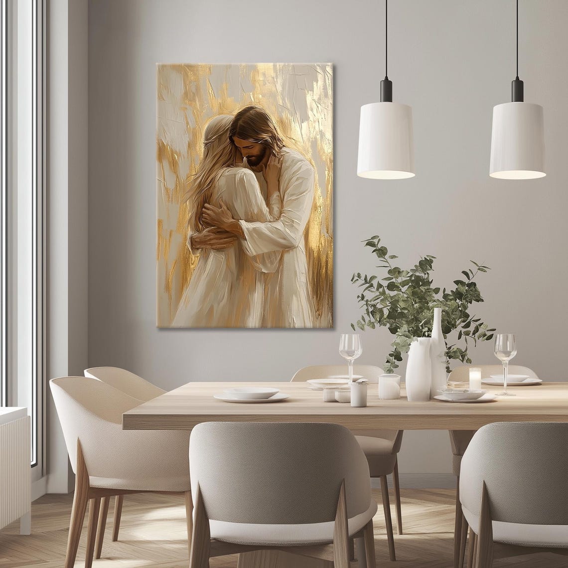 Healing Embrace Jesus Hugging Girl Jesus And Woman Art Modern Christian Art Bible Verse Wall Art Religious Art Print Jesus Painting - Image 3