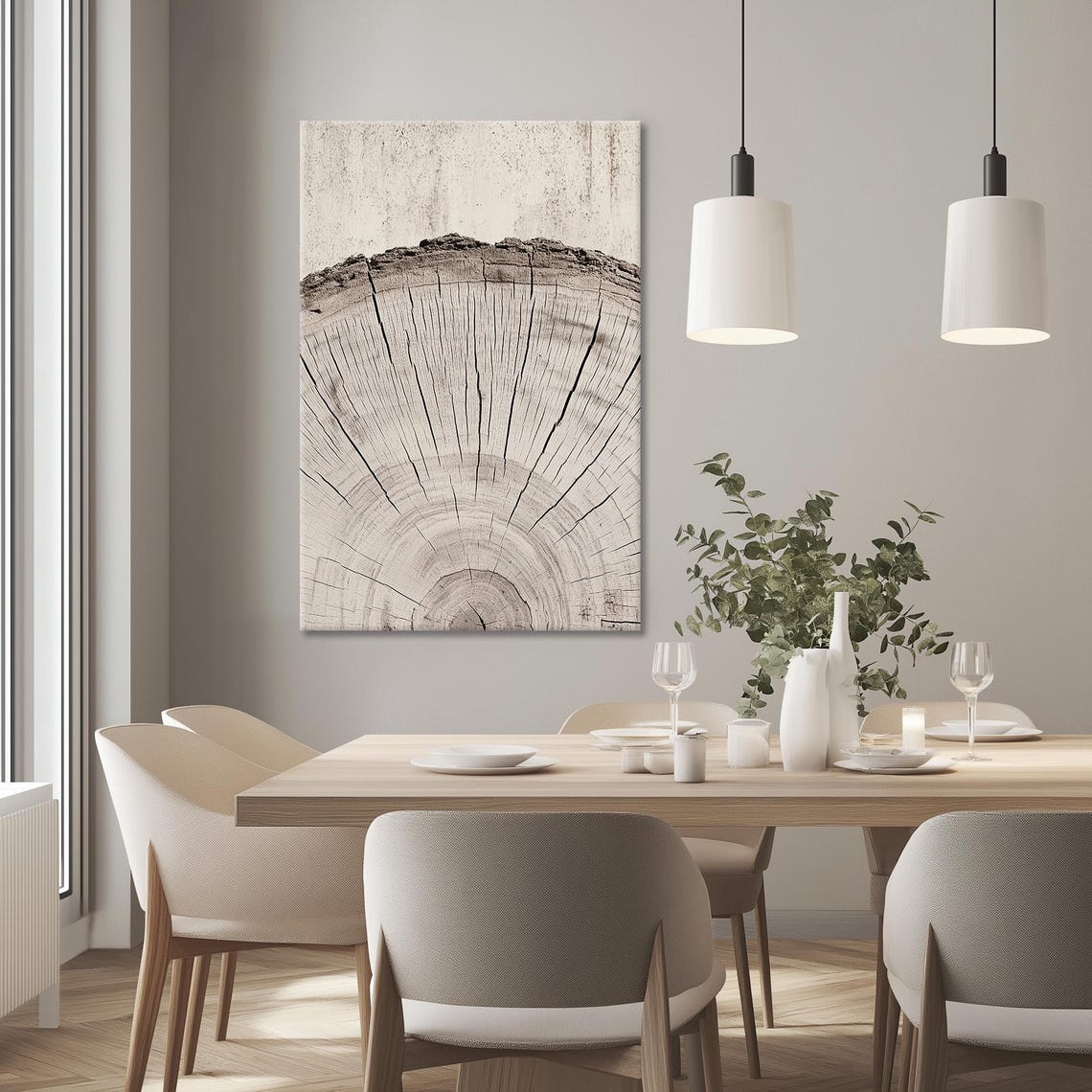 Tree Ring Art For Modern Farmhouse Decor Neutral Abstract Art Print For Living Room Vertical Minimalist Art Print Rustic Home Decor - Image 3