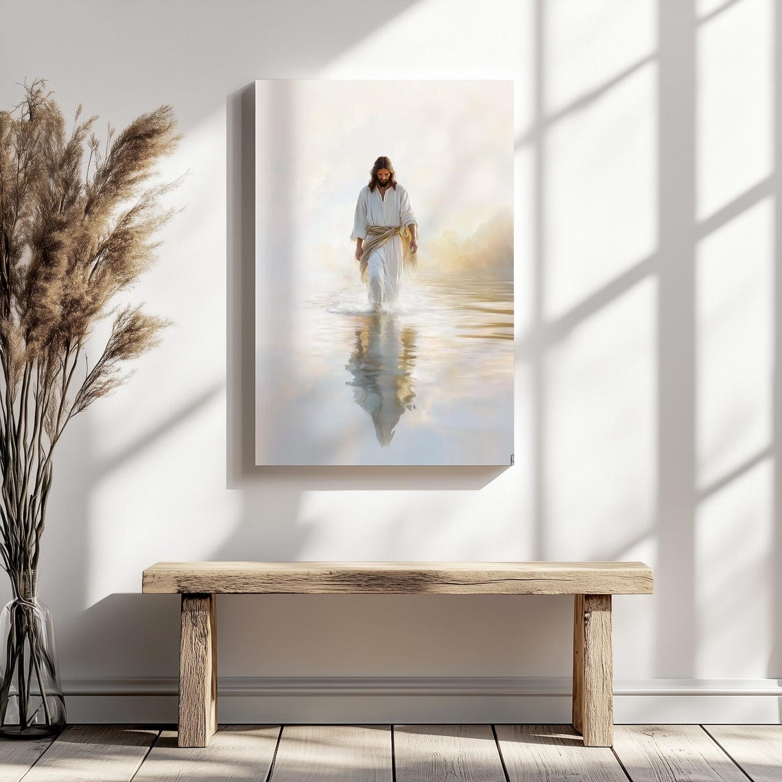 Jesus Walking Toward You On Mirror Calm Reflective Water Poster - Image 5