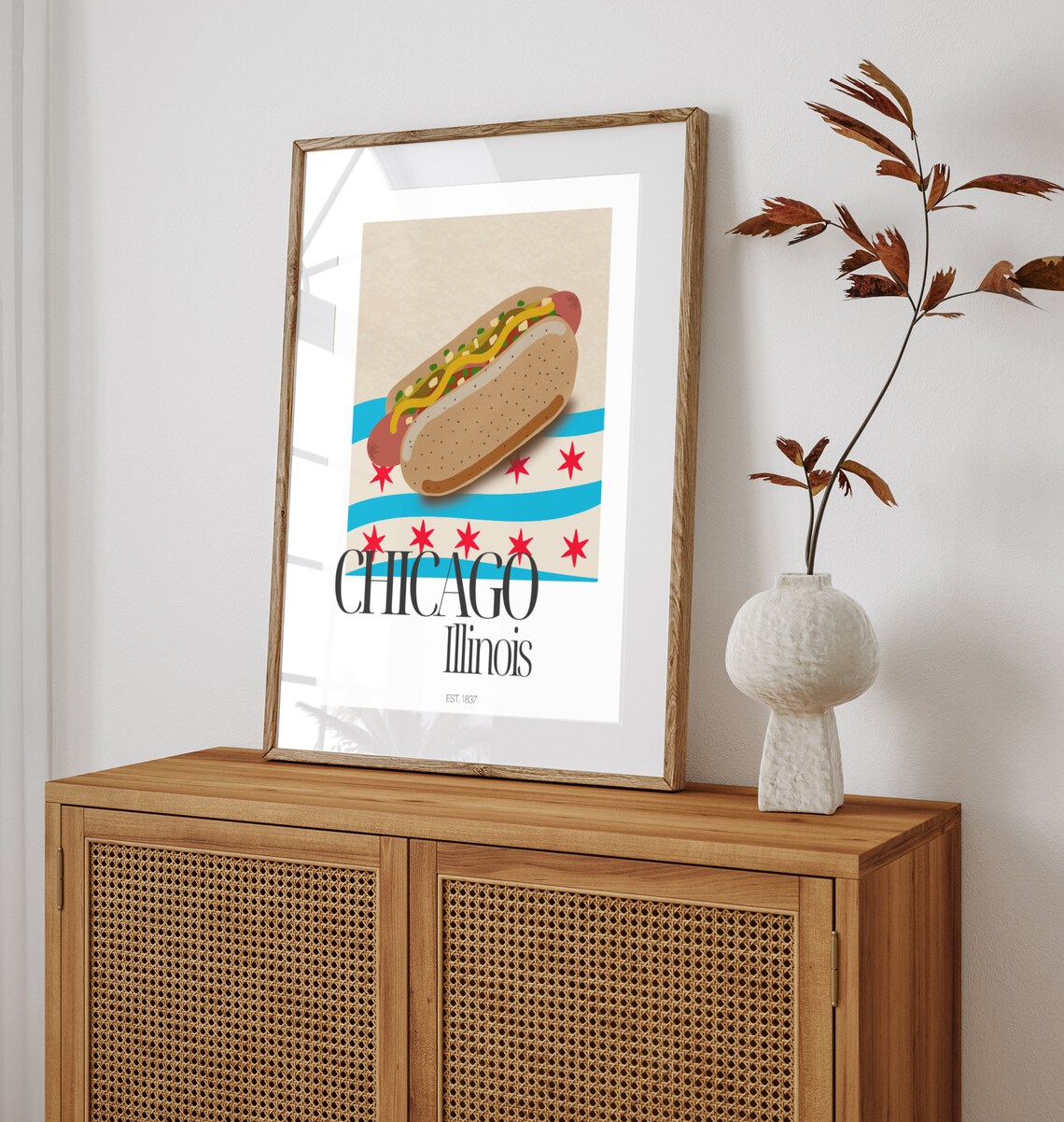 Chicago Style Hot Dog, Chicago Travel Poster, Wrigley Field - Image 6