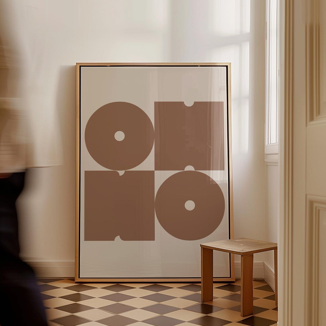 Oh No Minimalist Typography Poster Brown Beige Neutral Graphic Decor