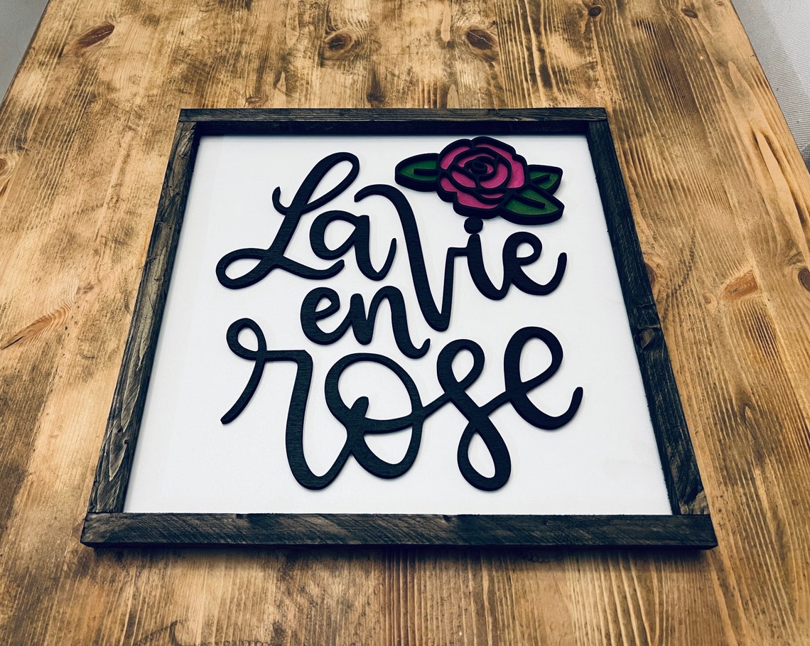 La Vie En Rose Script Pink Rose Rustic Sign Style Decor Poster