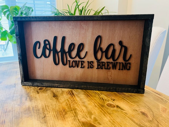Coffee Bar Coffee Sign Coffee Time Farmhouse Sign Cute Farmhouse Decor Framed Wood Sign Farmhouse Style 3d Design