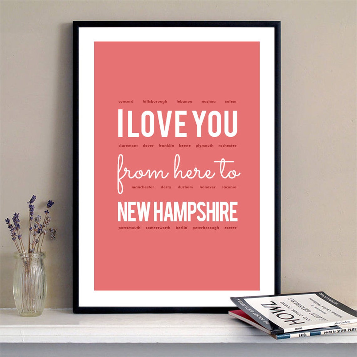 I Love You From Here To New Hampshire New Hampshire Print New Hampshire Skyline New Hampshire Art New Hampshire Poster New Hampshire - Image 2