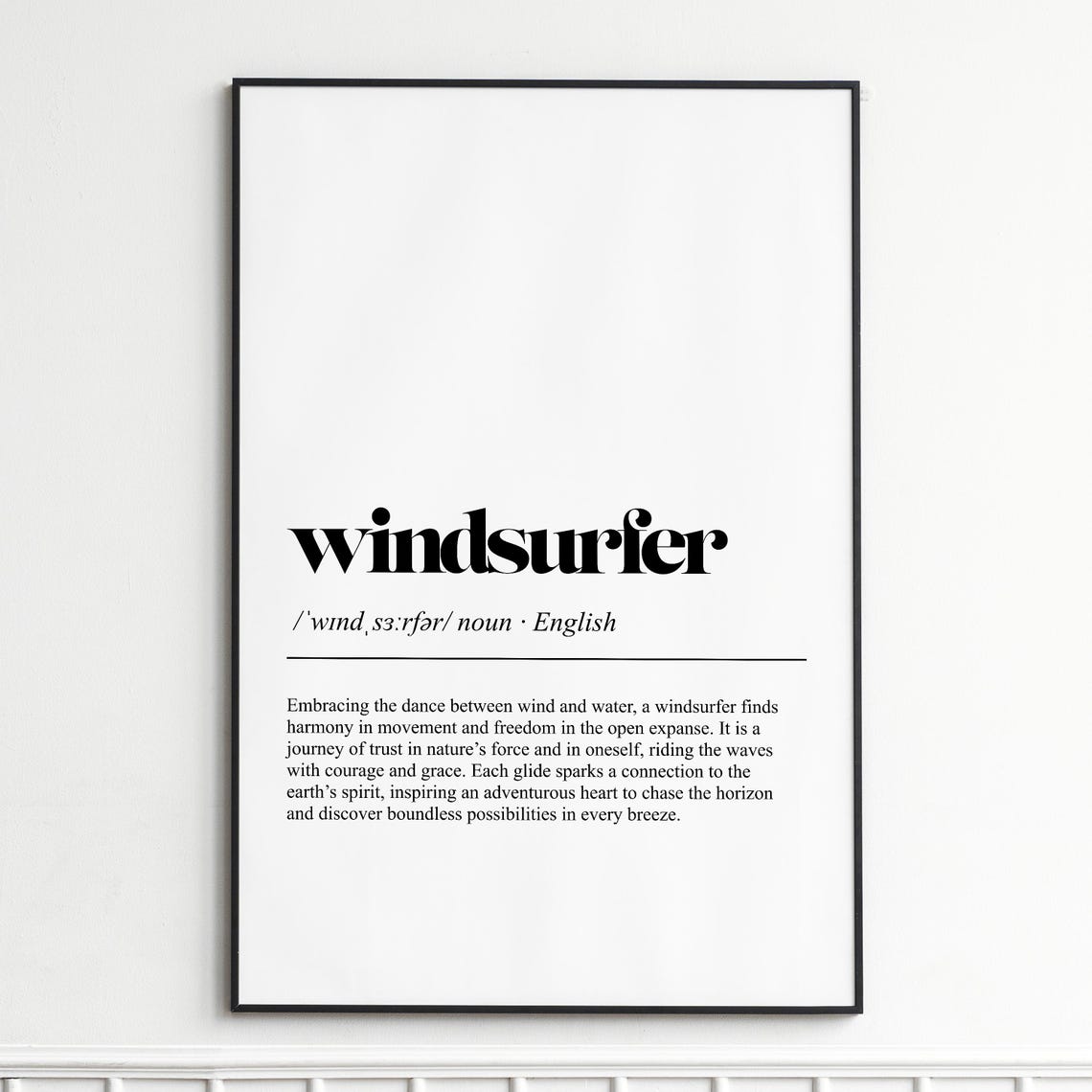 Windsurfer Elegant Minimalist Dictionary Definition Typography Poster