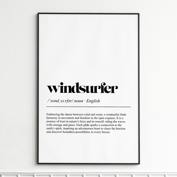 Windsurfer Elegant Minimalist Dictionary Definition Typography Poster