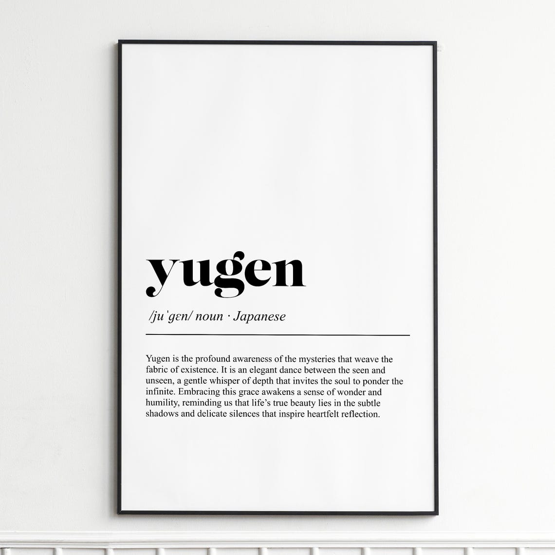 Yugen Definition Dictionary Style Typography Wall Decor Poster