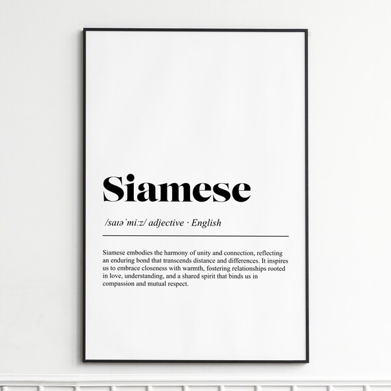 Siamese Unity and Connection Dictionary Word Definition Poster