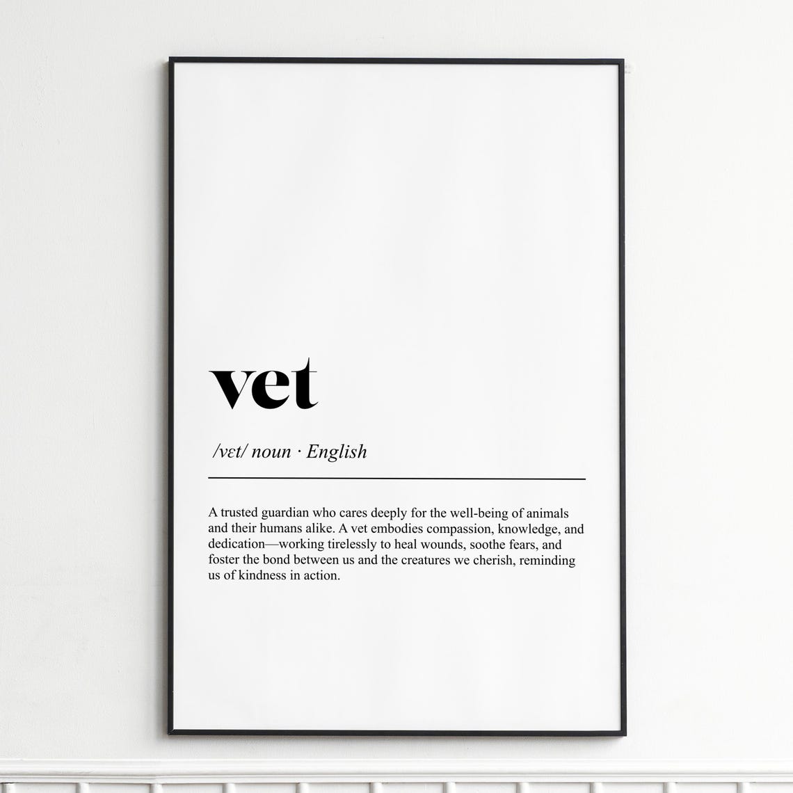 Veterinarian Animal Guardian Compassion Dictionary Definition Poster
