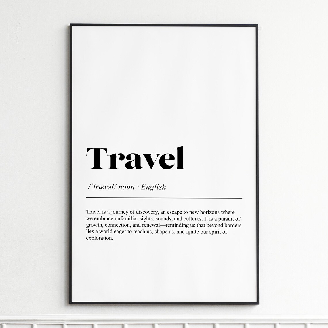 Travel Word Definition Dictionary Style Minimalist Art Poster