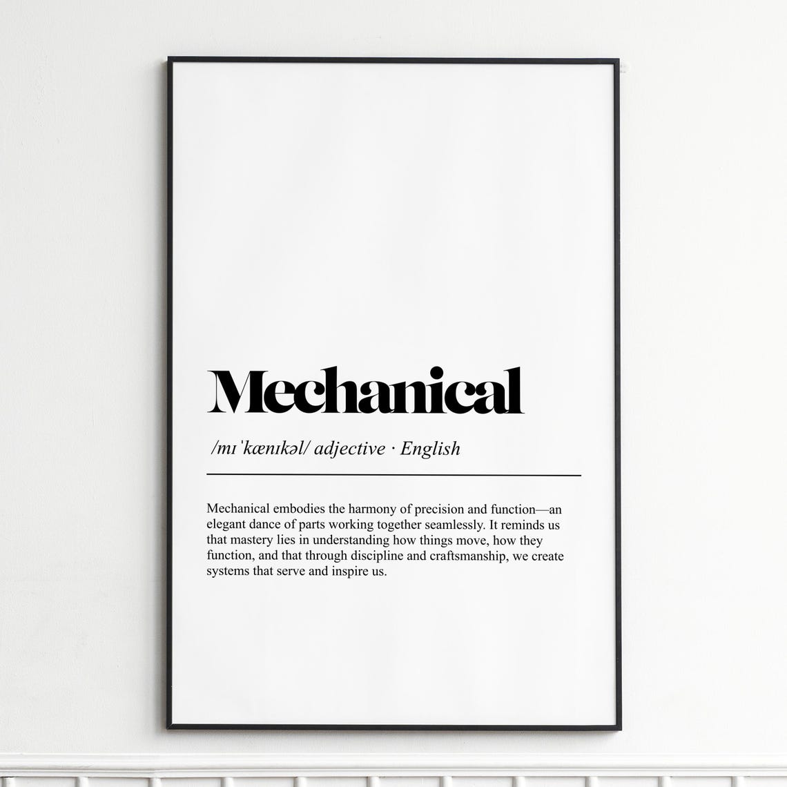 Mechanical Definition Precision Craft Word Art Typography Poster
