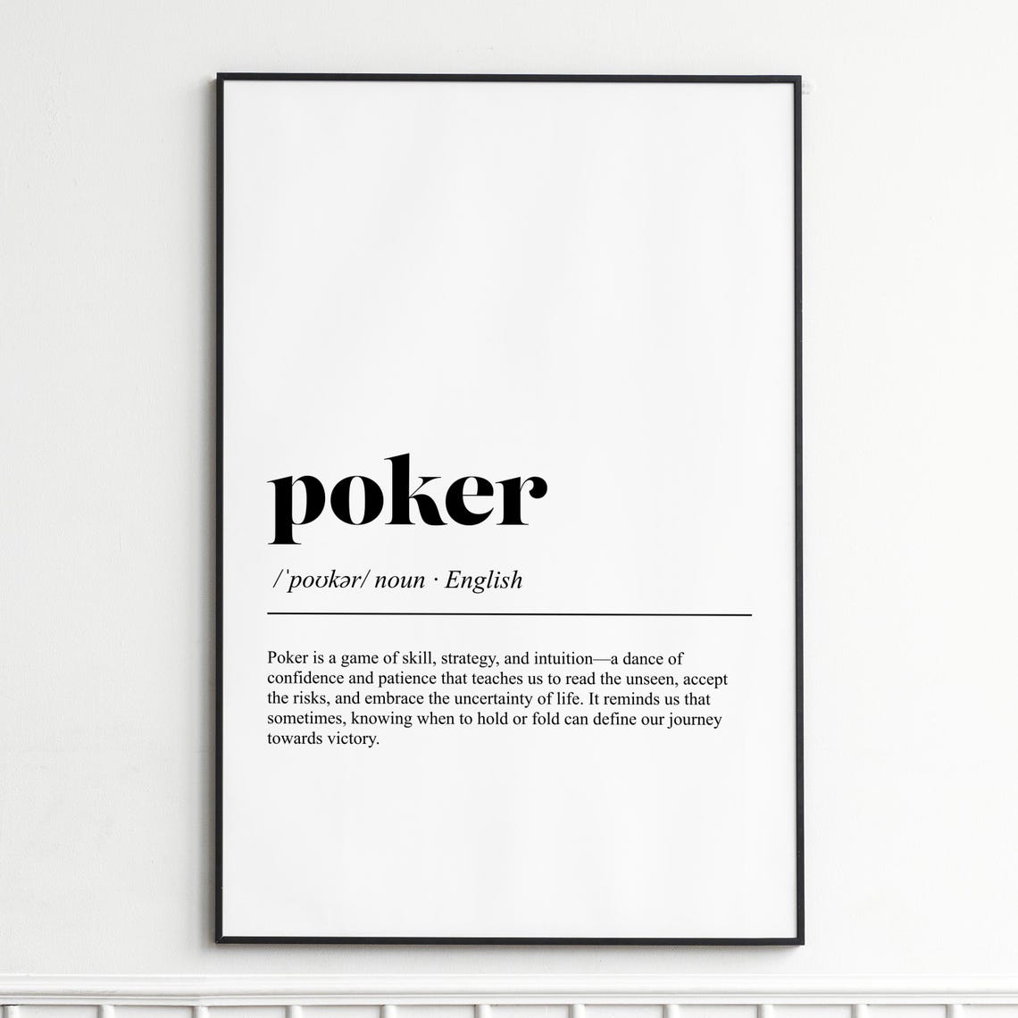 Poker Definition Card Game Strategy Word Art Typography Poster