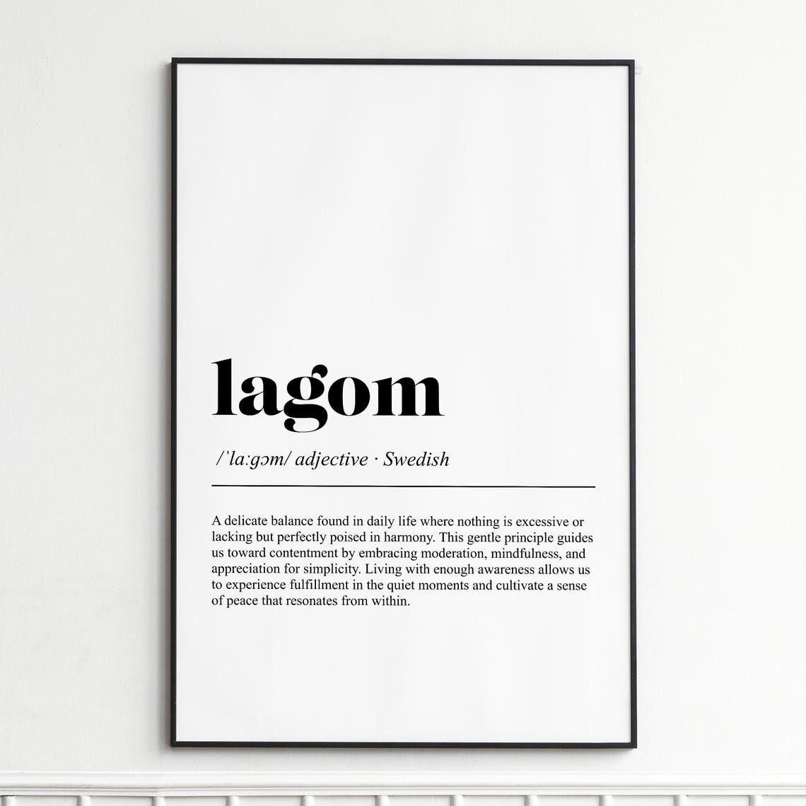 Lagom Definition Scandinavian Minimalist Word Typography Poster