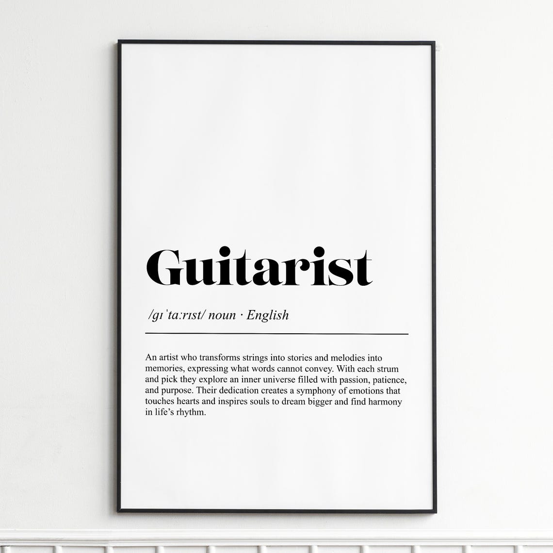 Guitarist Definition Poster Modern Dictionary Typography Music Art