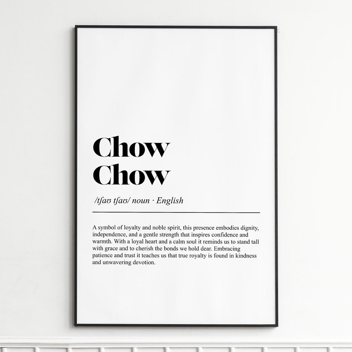 Chow Chow Dictionary Definition Dog Breed Typography Wall Poster
