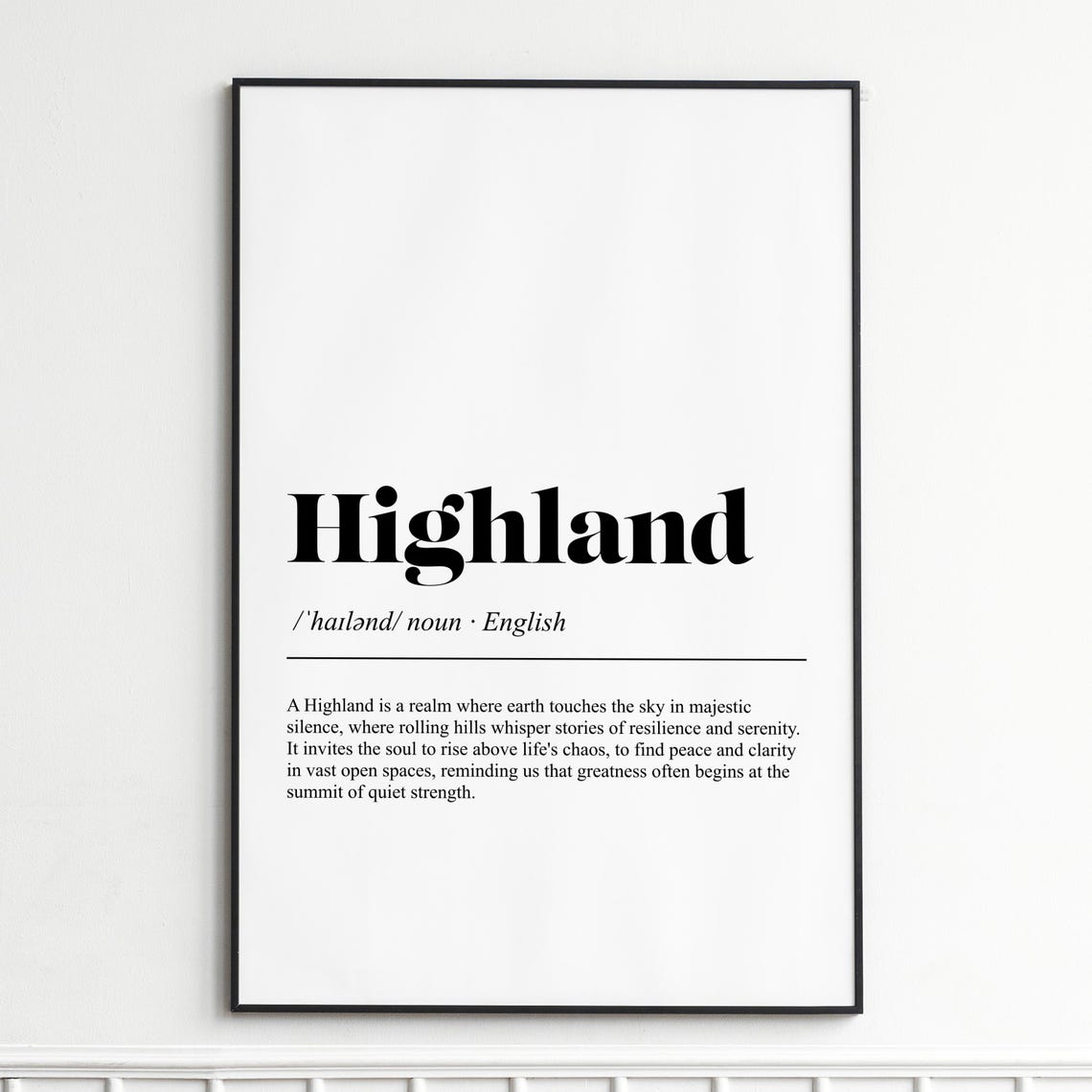 Highland Definition Nature Typography Black Serif Dictionary Poster