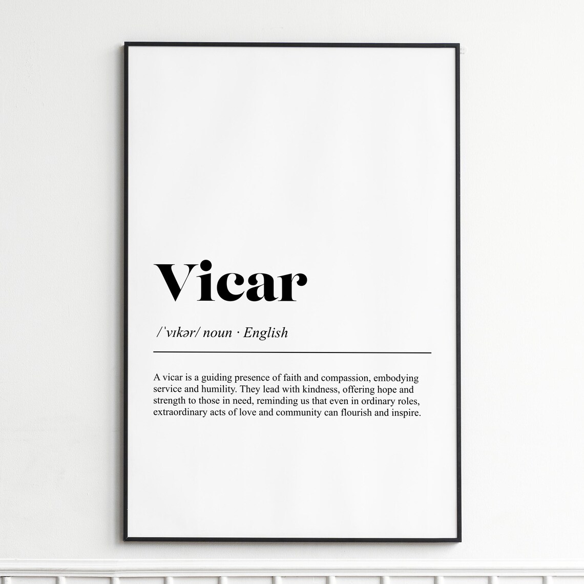 Vicar Faith and Compassion Dictionary Definition Church Poster