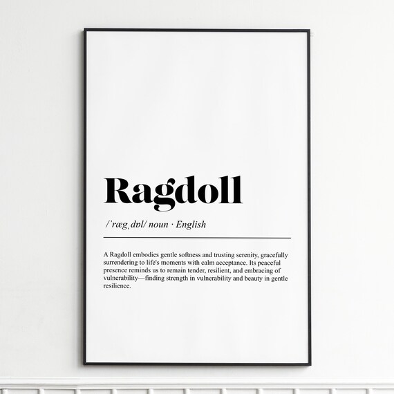 Ragdoll Cat Gentle Serenity Definition Typography Wall Poster