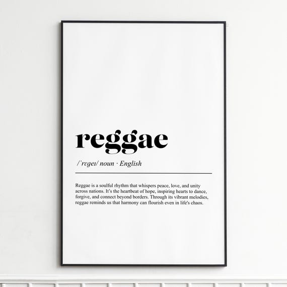 Reggae Definition Print Inspirational Dictionary Wall Art Boho Typography Poster Home Decor