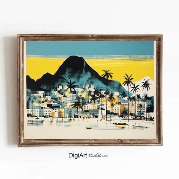 Brazil Painting Beach Art Brazil Landscape Tropical Wall Art Colorful Landscape
