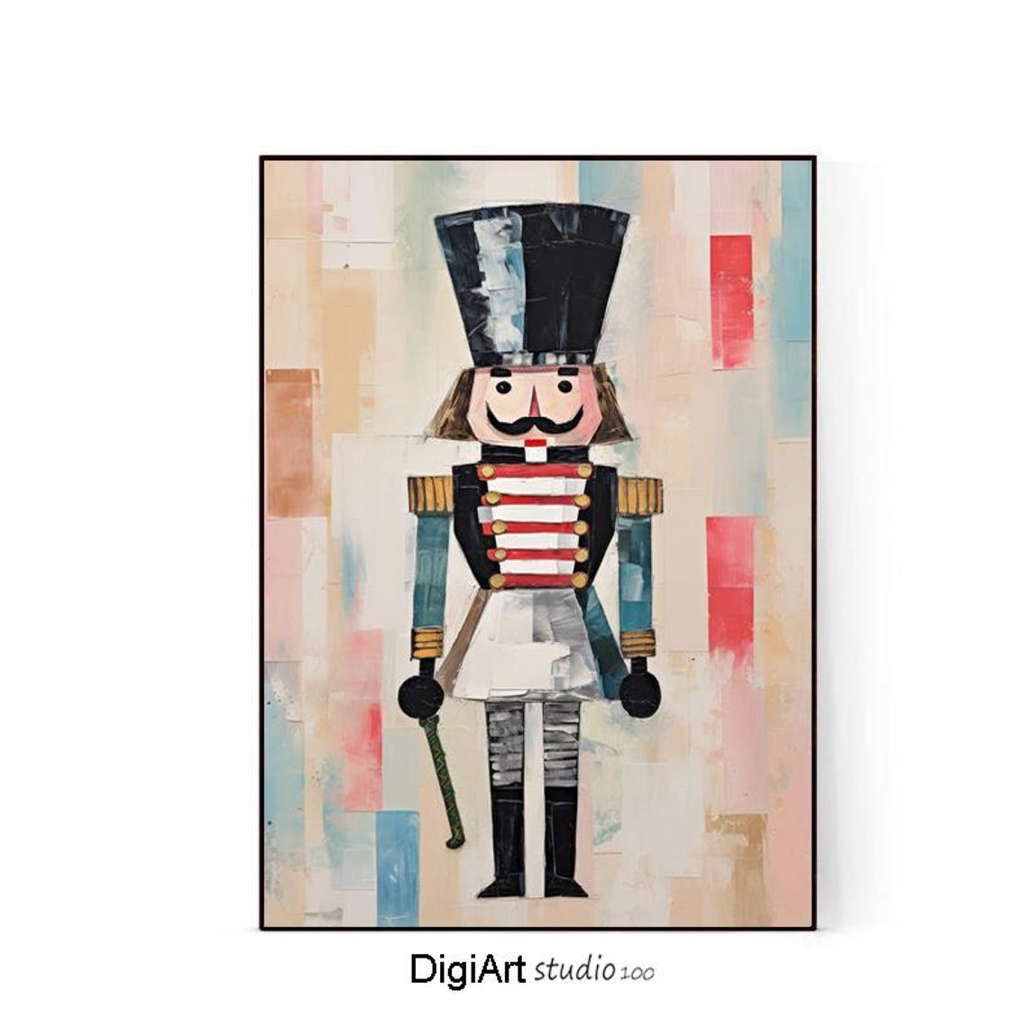 Christmas Nutcracker Abstract Pastel Holiday Soldier Art Poster