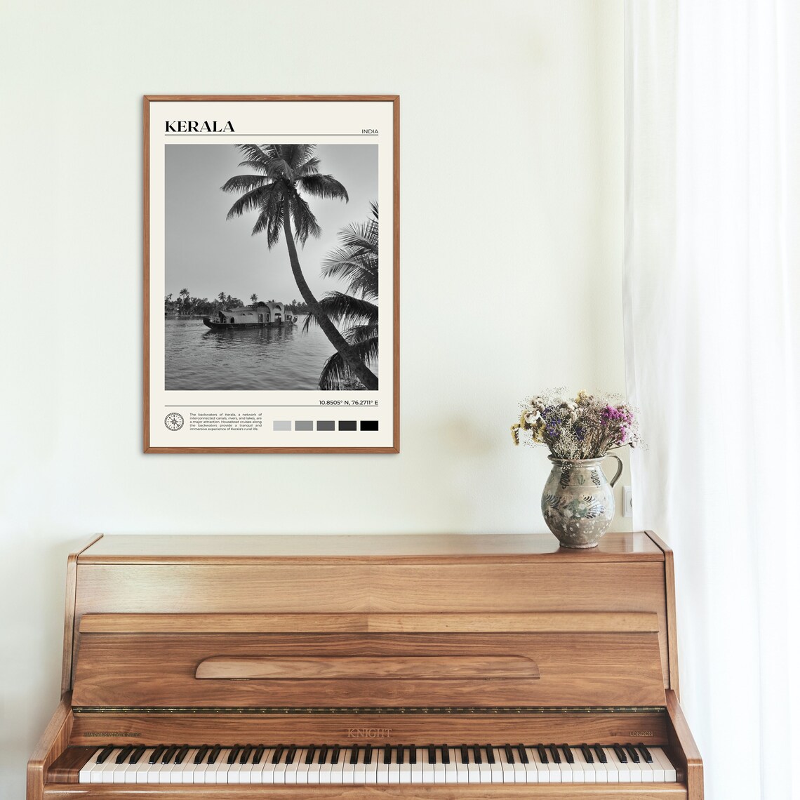 Kerala Black And White Travel Poster Print, India - Image 2
