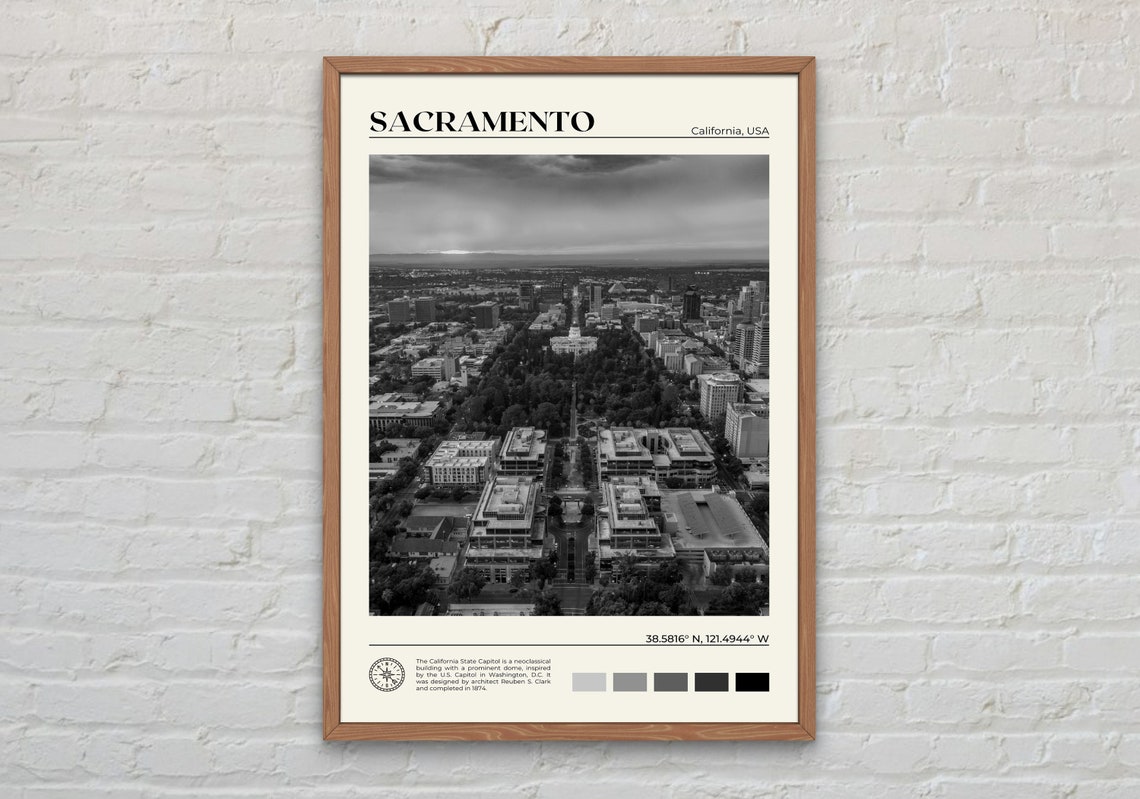 Black And White Sacramento Print Sacramento Wall Art Sacramento Poster Sacramento Photo Sacramento Poster Print Sacramento Decor
