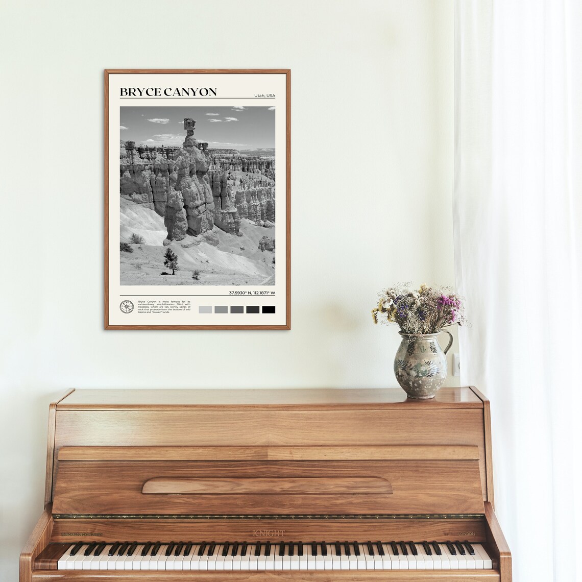 Bryce Canyon National Park Black and White Travel Poster - Image 2