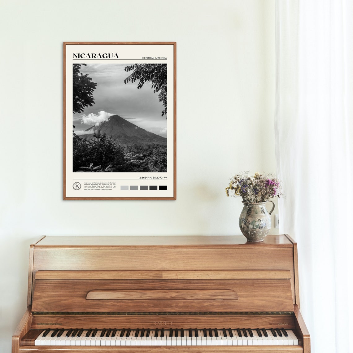 Black And White Nicaragua Print Nicaragua Wall Art Nicaragua Poster Nicaragua Photo Nicaragua Poster Print Nicaragua Wall Decor - Image 2