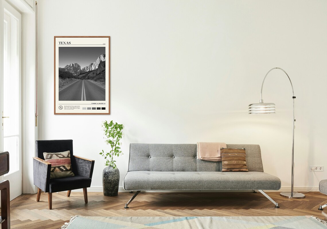 Texas Black and White Travel Poster, Wall Art Print - Image 3