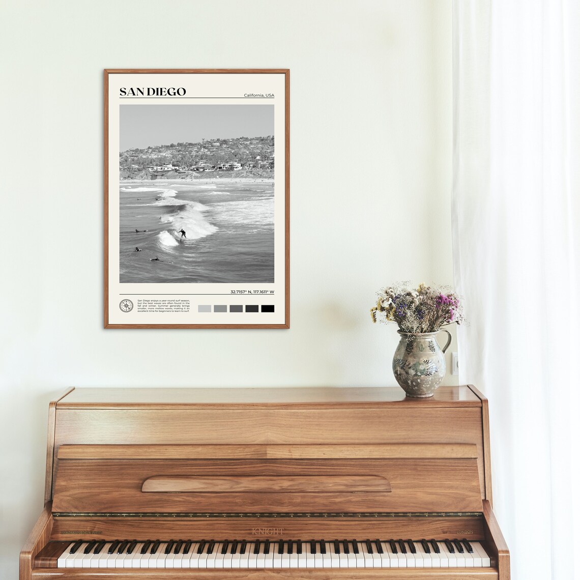Black and White San Diego Travel Poster, California - Image 2