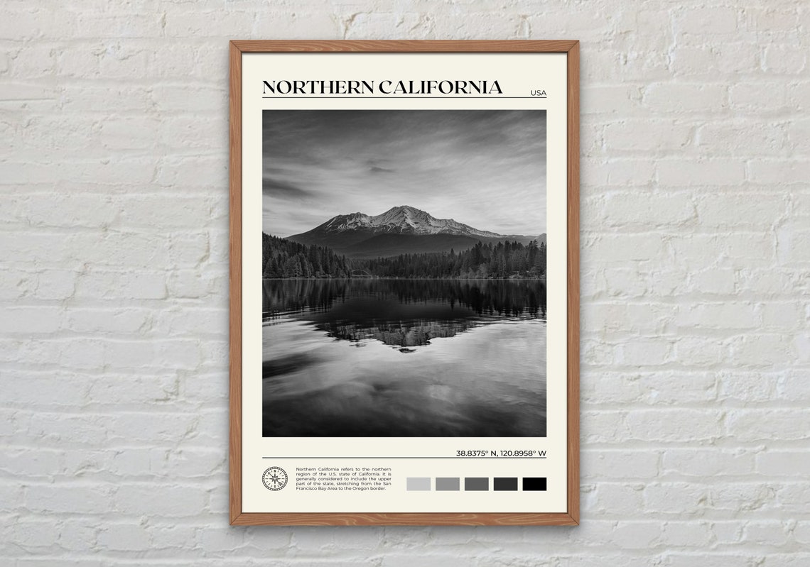 Black And White Northern California Print California Wall Art Northern California Poster California Photo California Poster Print