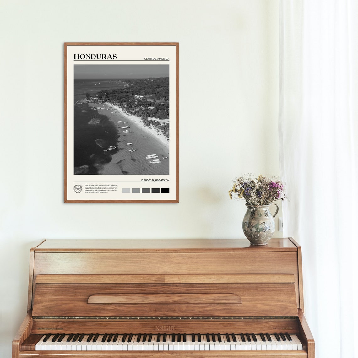 Black And White Honduras Print Honduras Wall Art Honduras Poster Honduras Photo Honduras Poster Print Honduras Wall Decor - Image 2