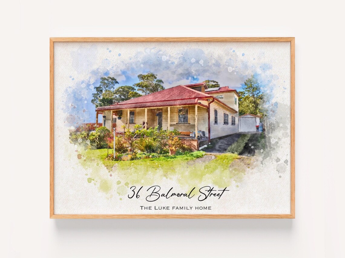 Custom Watercolor House Portrait of 36 Balmoral Street Home Poster