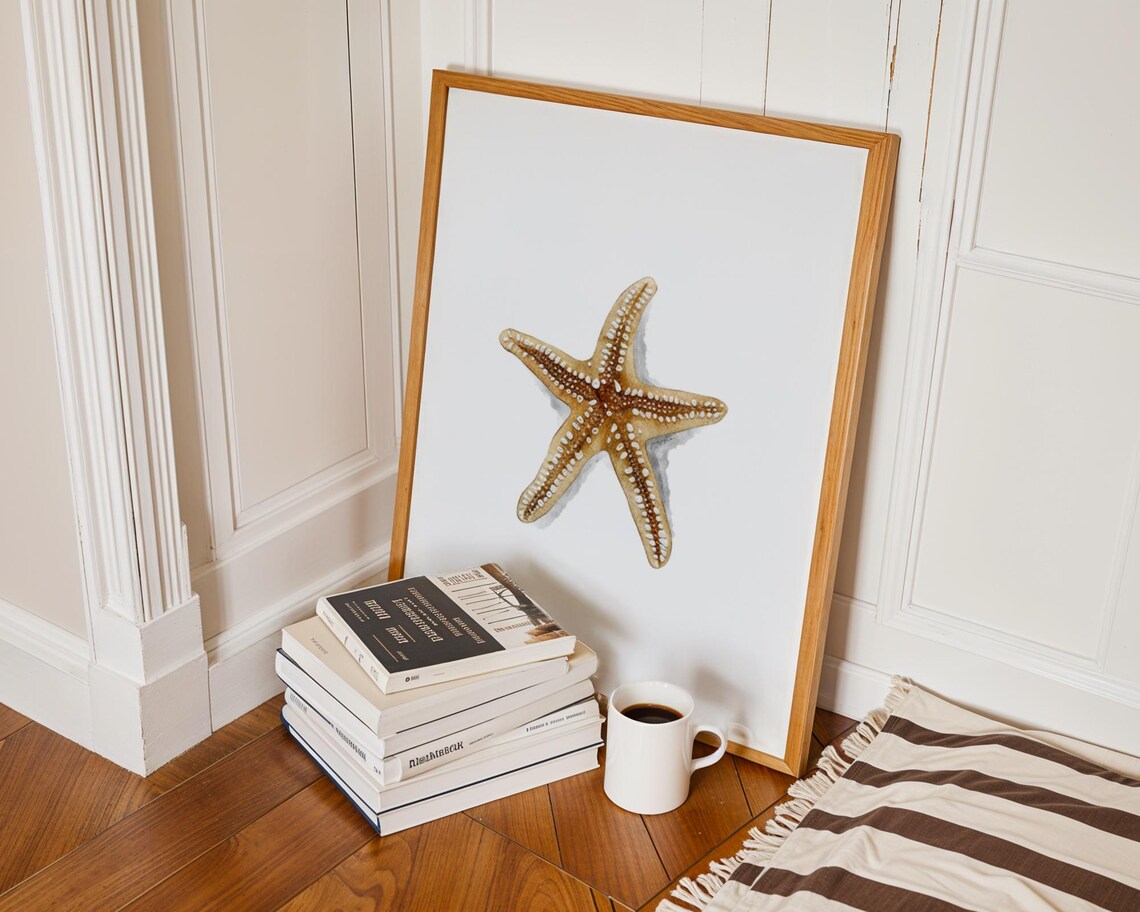 Starfish Print Wall Art For Restaurant Decorations Trendy Poster Watercolor Ocean Decoration - Image 2