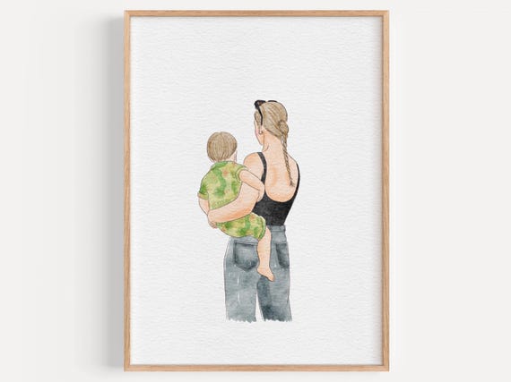 Mothers Day Gift Personalised Mini Watercolour Drawing Faceless Portrait Family Portrait Couples Portrait Anniversary Gift Gift For Mom