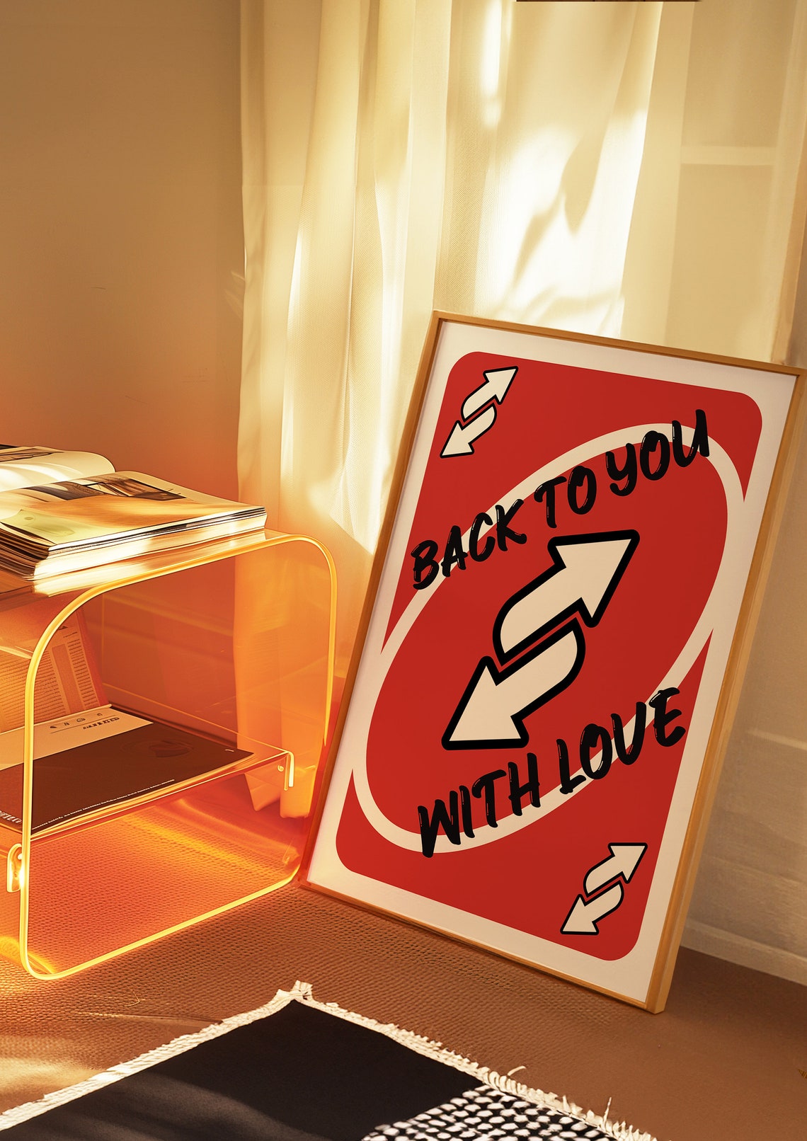 Back To You With Love Red Reverse Card Poster Funny Quote Game Decor - Image 3