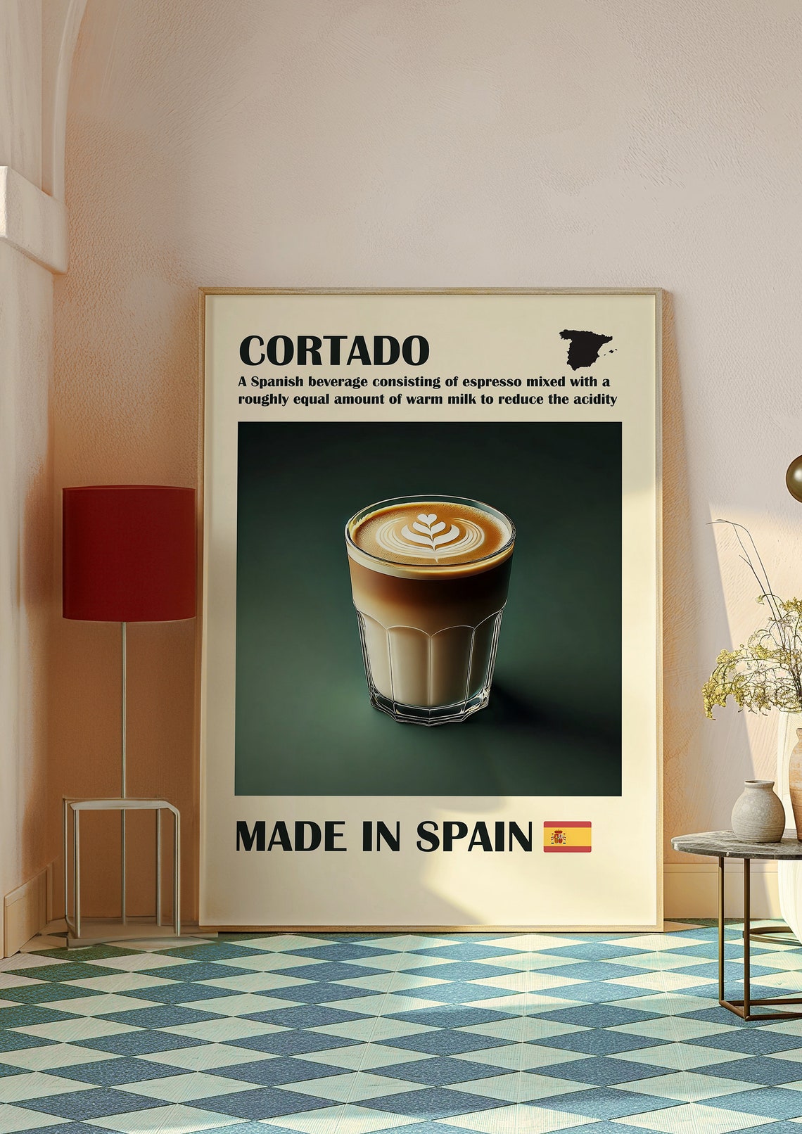Cortado Spain Coffee Recipe Espresso Illustration Kitchen Poster - Image 4