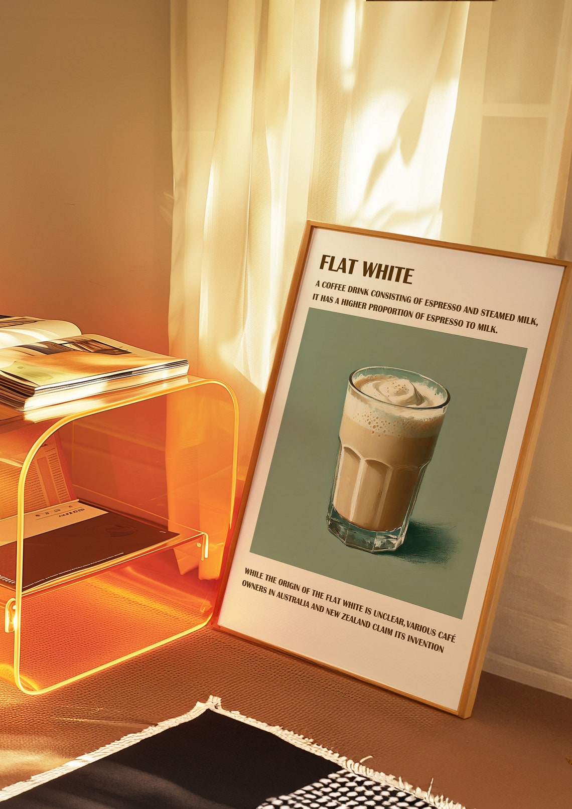 Flat White Coffee Drink Definition Kitchen Decor Cafe Wall Print - Image 3
