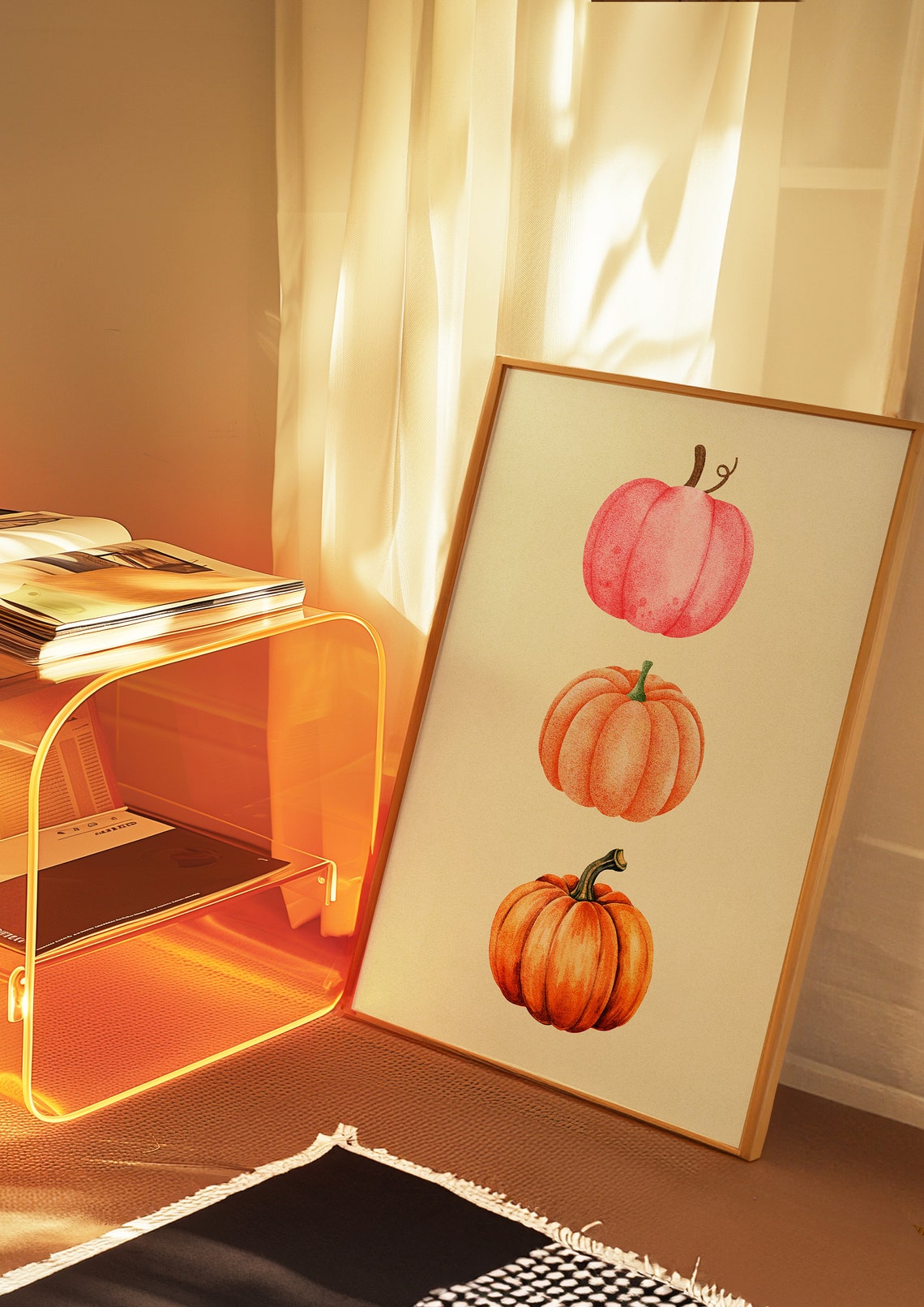 Watercolor Pumpkin Trio Autumn Harvest Kitchen Farmhouse Wall Art - Image 4