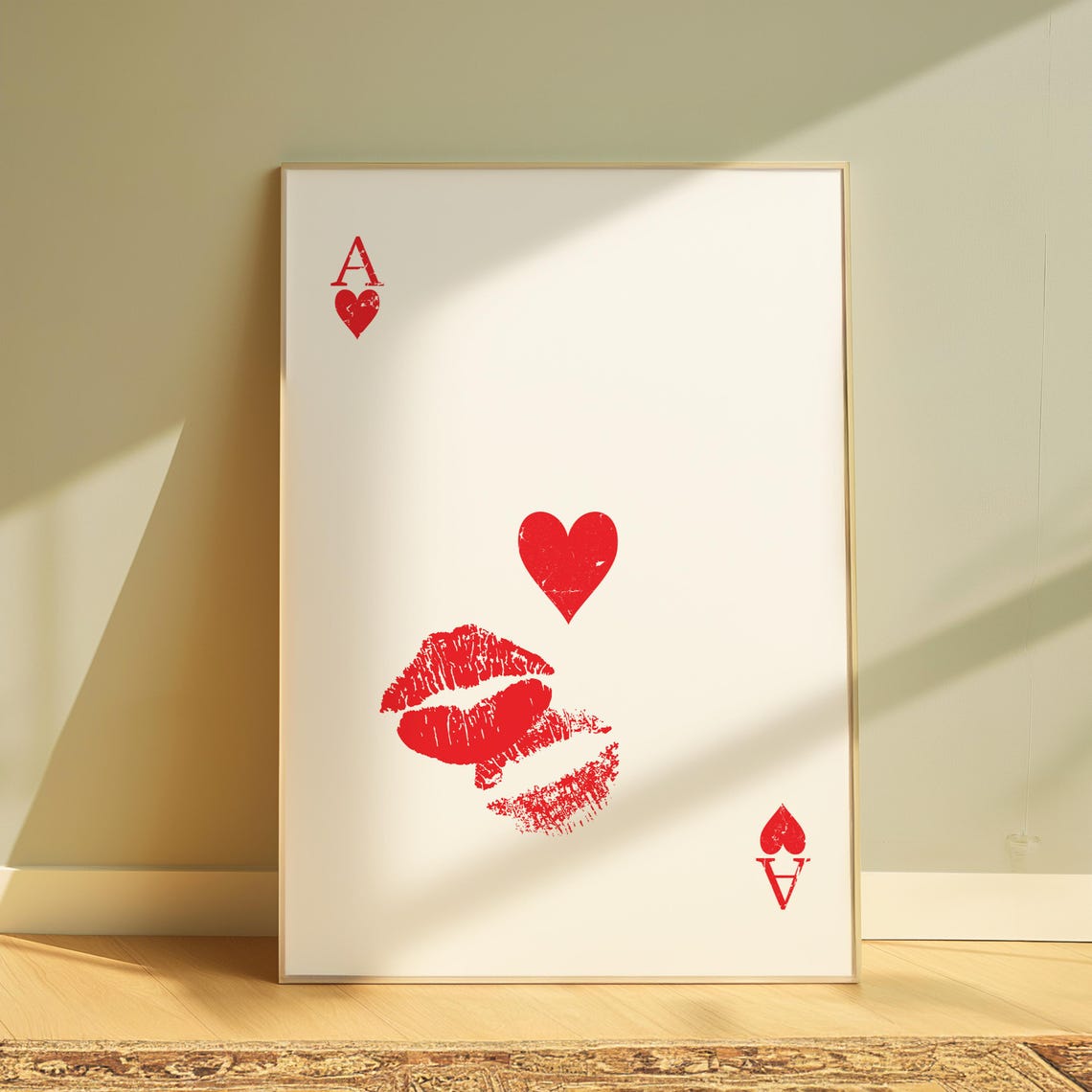 Ace of Hearts Playing Card Red Lipstick Kiss Valentine Poster - Image 4