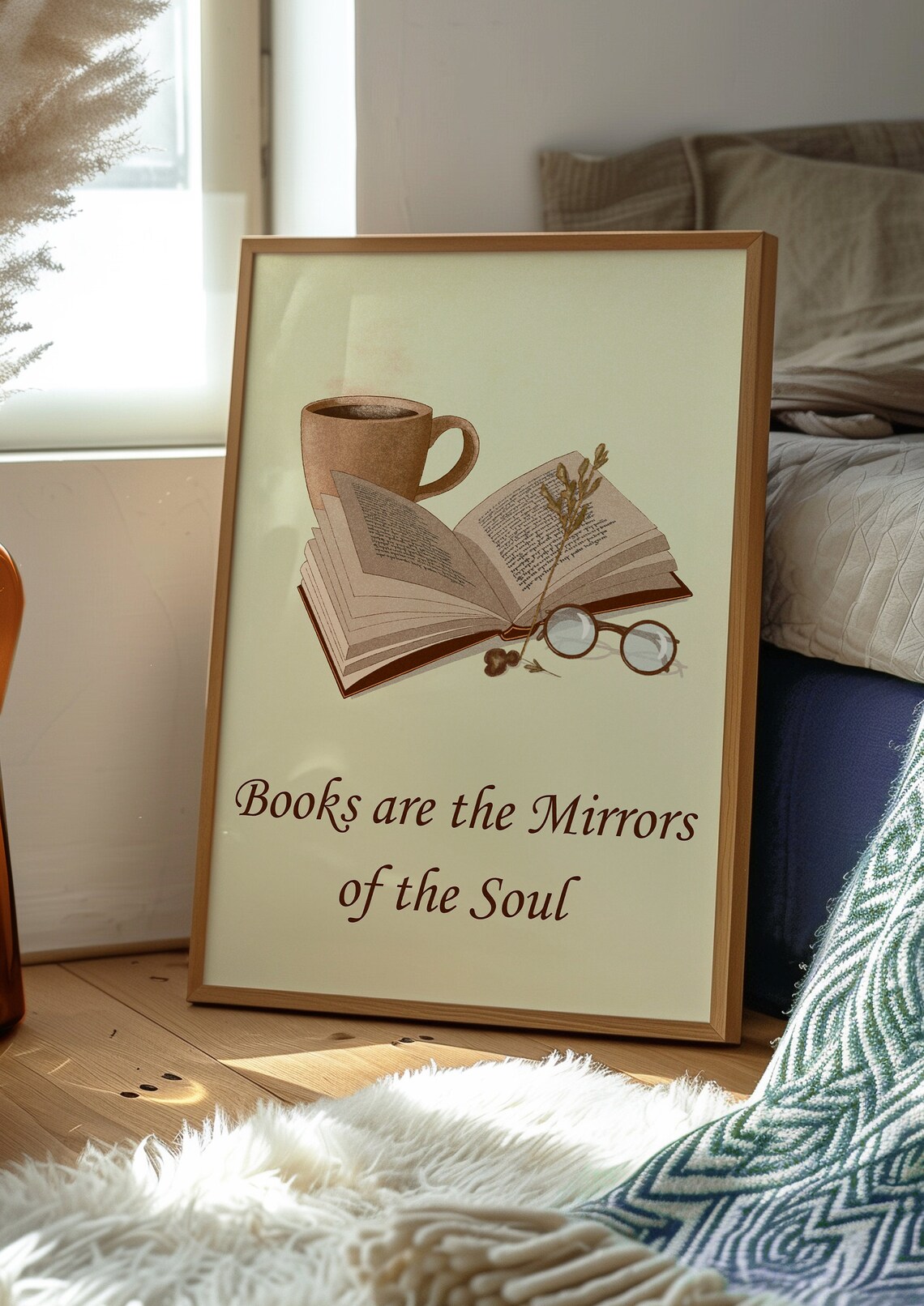Books Are The Mirrors Of The Soul Book Print Stack Of Books Painting Trendy Wall Art Coquette Aesthetic Wall Art Book Lovers Print - Image 3