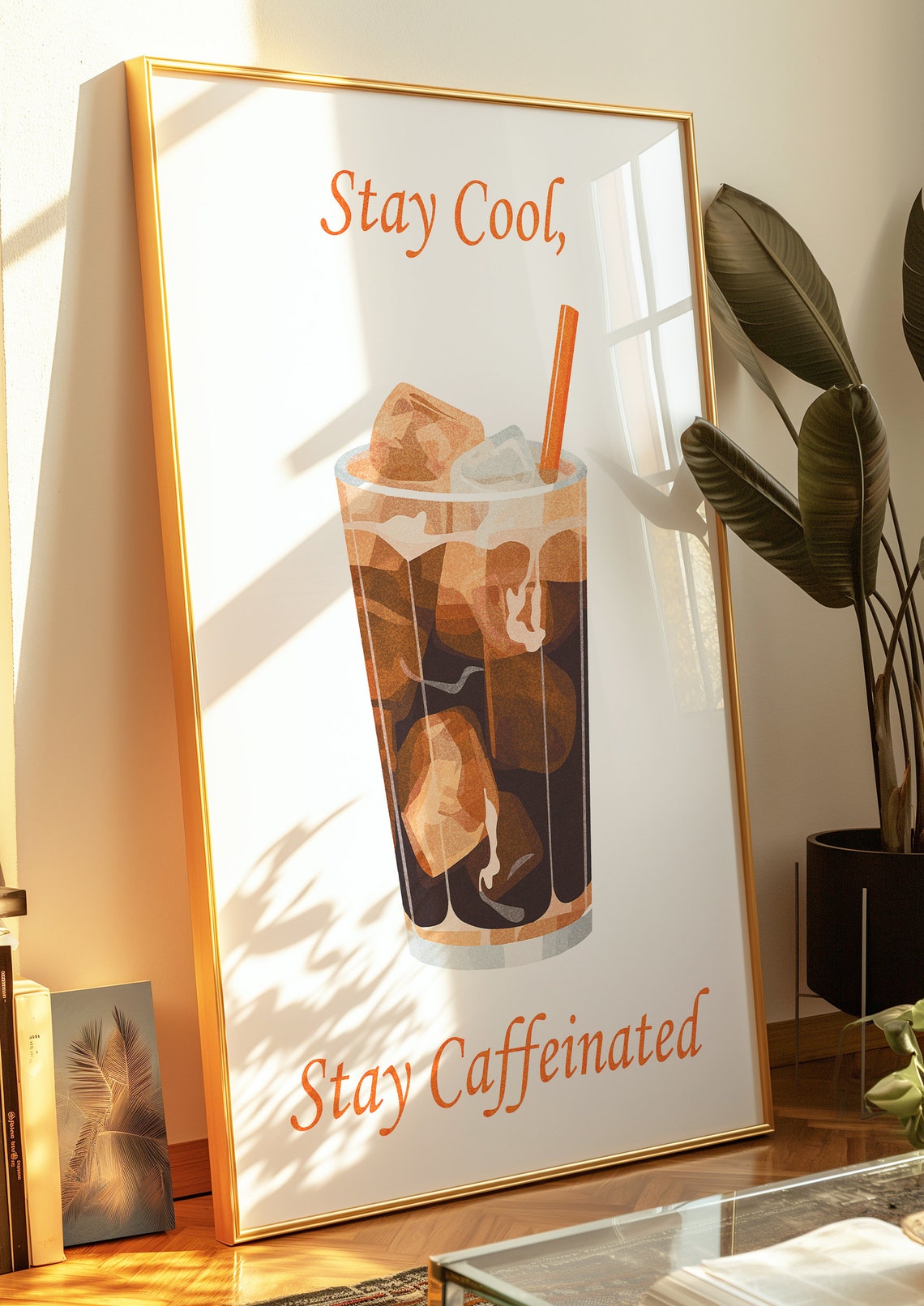 Stay Cool Stay Caffeinated Iced Coffee Retro Kitchen Art Poster - Image 4
