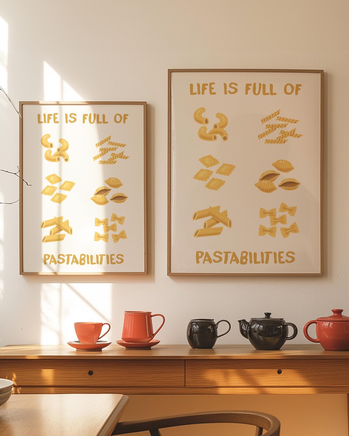 Life Is Full of Pastabilities Pasta Types Pun Kitchen Humor Poster - Image 2