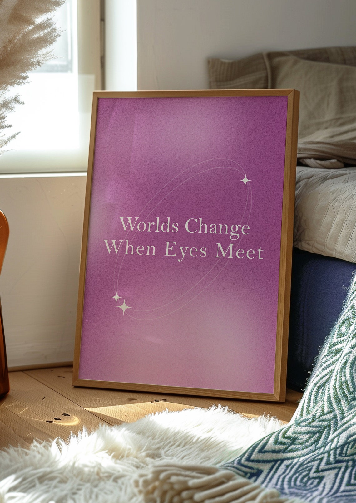 Worlds Change When Eyes Meet Purple Gradient Starry Quote Poster - Image 3