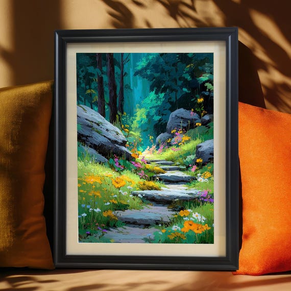 Enchanted Forest Path Art Print Nature Landscape Wood Framed Wall Decor