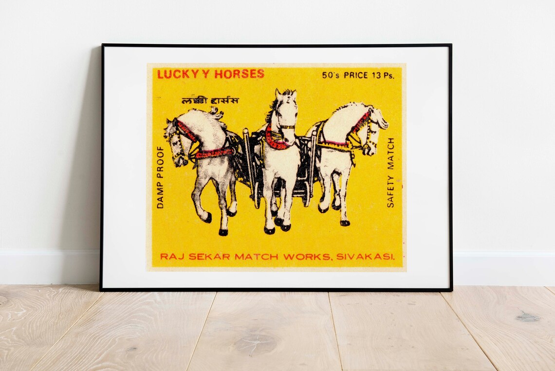 Vintage Lucky Y Horses Matchbox Label Art Print - Image 3