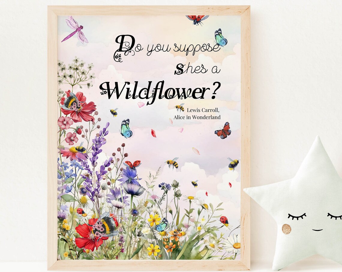Alice In Wonderland Wildflowers Nursery Art Print