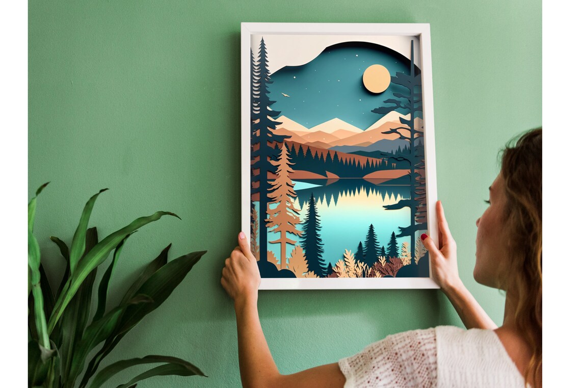 Mountain Lake Art Print, Neutral Modern Decor - Image 4